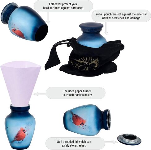 سمارا جرة تذكارية صغيرة مع حافظة مخملية | اختر من بين الالوان الفريدة | رمز معدني صغير لمشاركة الرماد البشري او الحيوانات الاليفة. (الطائر الطنان (ابيض) تذكار) (SN16112102) in Kuwait