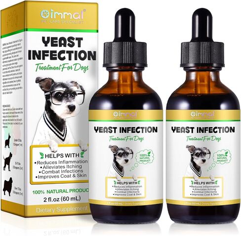 Yeast Infection Treatment for Dogs, Natural Yeast Infection Treatment Supports Dog Itch Relief, Dog Ear Infection, Dog Allergy Relief, Pet Supplies Dog Herbal Supplement, Bacon Flavor - 2 oz in Saudi Arabia
