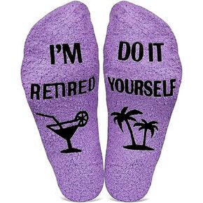 The Flair Shoppe I'm Retired Do It Yourself Socks - Retirement Fun Fluffy Socks
