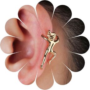 Allereyae Climbing Man Ear Climbing Earrings Human Shaped Clip Earring Helix Ear Clip Cartilage Earring Gold Man Ear Cuff Earrings Jewelry for Women and Girls