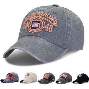 American Flag Hat, Men's Retro Embroidery Flag Baseball Cap USA Adjustable Patriotic Hat