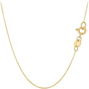 The Diamond Deal 10K Yellow or White or Rose/Pink Gold 0.60mm Shiny Classic Box Necklace Chain For Pendants and Charms for Women and Girls with Spring Ring Clasp (13", 16", 17", 18", 20" or 24 inch