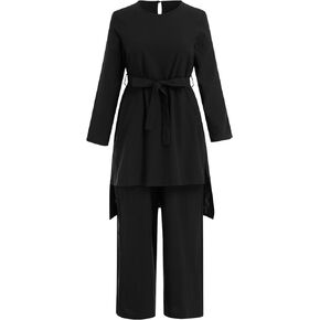 IBAKOM Muslim Clothes for Women Modest Abaya Button Down Robe Afghan Loose Pant Dubai Attire Islamic Plus Size Boho Caftan