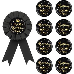 9PCS It's My Birthday Button Pins, Birthday Squad Button for Girl, Birthday Pinback for Women 18th, 21st, 25th, 30th Birthday, Happy Birthday Badges Party Supplies