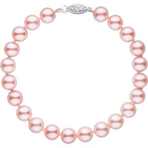.925 Sterling Silver AAAA Pink Freshwater Cultured Pearl Silk-Knotted Strand Bracelet with Fishhook Clasp - Choice of Pearl Size & Bracelet Length