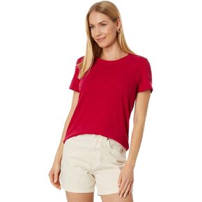 Lilla P Short Sleeve Back Seam Tee in Loose Knit Slub
