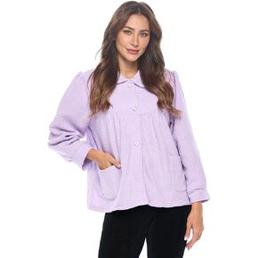 Casual Nights Women's Chenille Bed Jacket, Button Front Long Sleeve Sleep Top with Pockets in Kuwait