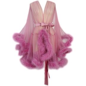 Marabou Robe Sexy Feather Bridal Robe Tulle Illusion Long Wedding Scarf New Custom Made …