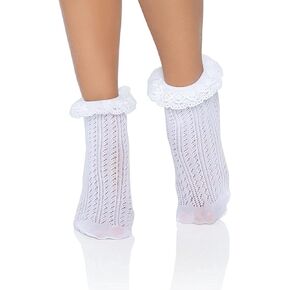 Leg Avenue Zig Zag Crochet Lace Top Anklet Socks