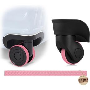 Luggage Wheel Covers, 12 Pcs Silicone Luggage Cover Protector Suitcase Wheel Covers, Wear-Resistant, Anti-Noise Wheel Covers for Luggage, Suitcases or Office Chair Caster Wheels (Black)