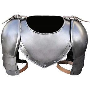 Medieval Iron Gorget Spaulders Arm Shoulder Set Viking Crusader Pauldrons Armor, Adult