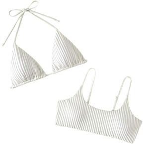 Milumia Women's 2 Piece Bikini Tops Set Spaghetti Strap Halter Triangle Bathing Suit Tops