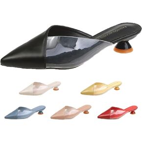 Comfortable Kitten Low Heel Mules Pointed Closed Toe Pumps for Women Slip On Slides Shoes Dressy Casual in Kuwait