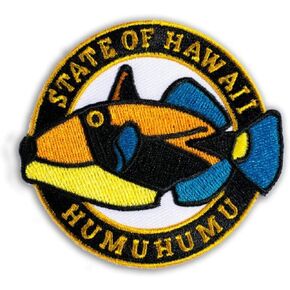 Hawaiian Humuhumunukunukuapua'a Hawaii State Fish Iron-On Embroidery Applique Patch, 2.5"