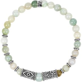 الكارما والحظ - النمو والحيوية - سوار مطرز من الفضة الإسترلينية عيار 925 من حجر اليشم يصرف السلبية مع سحر العين الشريرة in Kuwait