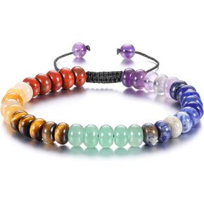 GEHECRST 7 Chakra Crystal Bracelet for Women Natural Healing Crystal Stone Beaded Bracelet Chakra Gemstone Bracelet Semi Precious Energy Gemstone Yoga Bracelet Jewelry Gift for Her Christmas