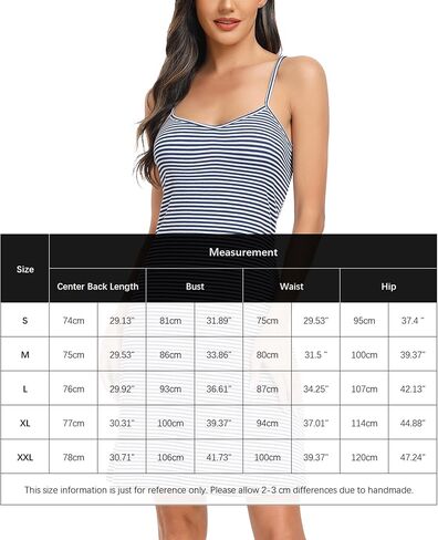 فستان نوم نسائي من Vlazom فستان نوم مخطط بدون أكمام ملابس نوم ناعمة للنساء مقاس S-XXL in Kuwait