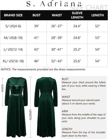 S. Adriana Women's Velvet Maxi Dress Elegant V Neck Lace Trim Smocked Waist Formal Wedding Guest Dresses with Pockets in Saudi Arabia
