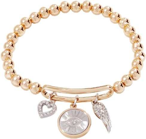 Alex and Ani A22EESTBRSG,Evil Eye Charm Stretch Bracelet,Shiny Gold,Gold 30B00008, Bracelets in Saudi Arabia