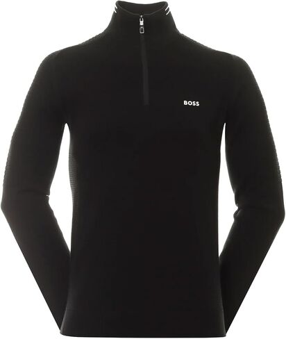 Hugo Boss Men's Zolet Black Cotton Half Zip Sweater in Saudi Arabia