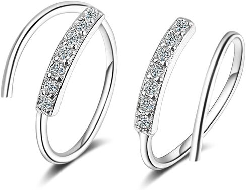 Double Earrings for One Hole Tiny Twist Earrings for Women Double Hoop Earrings for Single Piercing Wrap Earrings Spiral Earrings for Women Girls Mother’S Day Gift (silver) in Saudi Arabia