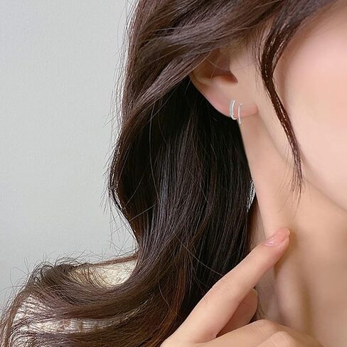 Double Earrings for One Hole Tiny Twist Earrings for Women Double Hoop Earrings for Single Piercing Wrap Earrings Spiral Earrings for Women Girls Mother’S Day Gift (silver) in Saudi Arabia