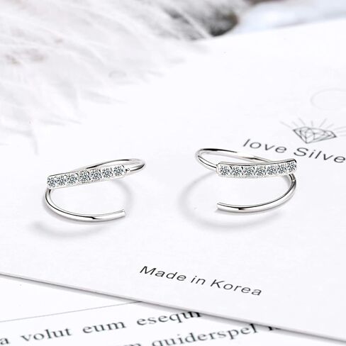 Double Earrings for One Hole Tiny Twist Earrings for Women Double Hoop Earrings for Single Piercing Wrap Earrings Spiral Earrings for Women Girls Mother’S Day Gift (silver) in Saudi Arabia