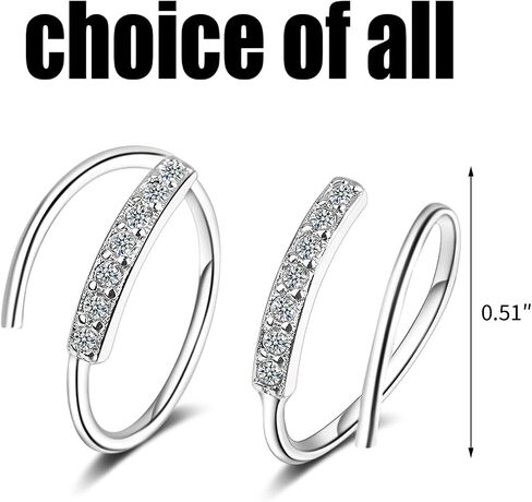 Double Earrings for One Hole Tiny Twist Earrings for Women Double Hoop Earrings for Single Piercing Wrap Earrings Spiral Earrings for Women Girls Mother’S Day Gift (silver) in Saudi Arabia