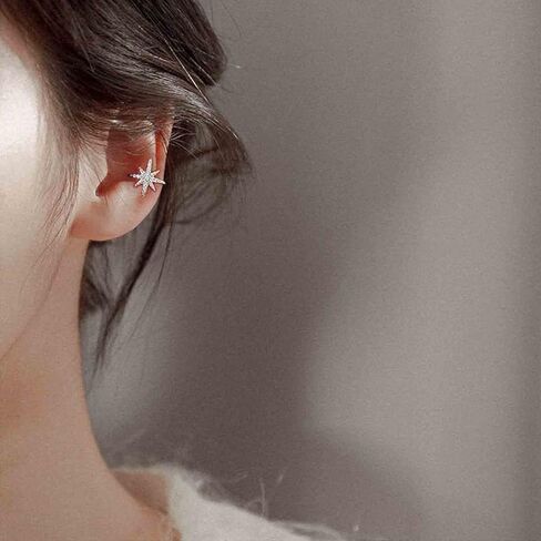 Boho Crystal Northstar Ear Cuff Earring Vintage Rhinestone North Star Cartilage Cuff Earring Gold Cz Star Cuff Wrap Earrings Bling Northstar Earrings Jewelry for Women and Girls in Saudi Arabia