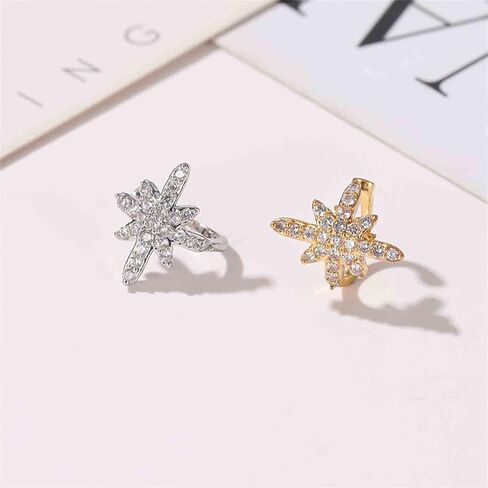 Boho Crystal Northstar Ear Cuff Earring Vintage Rhinestone North Star Cartilage Cuff Earring Gold Cz Star Cuff Wrap Earrings Bling Northstar Earrings Jewelry for Women and Girls in Saudi Arabia