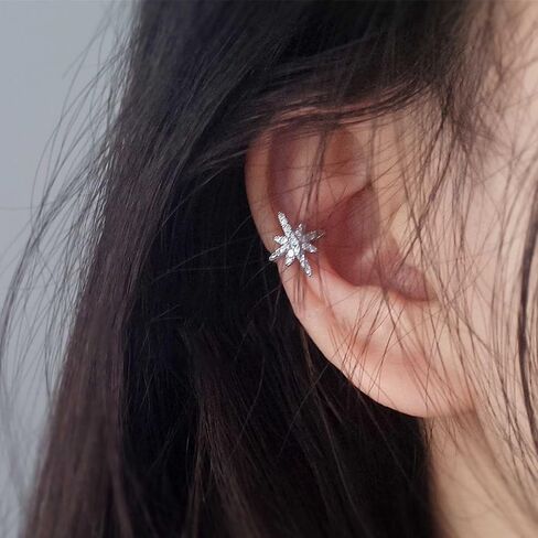 Boho Crystal Northstar Ear Cuff Earring Vintage Rhinestone North Star Cartilage Cuff Earring Gold Cz Star Cuff Wrap Earrings Bling Northstar Earrings Jewelry for Women and Girls in Saudi Arabia
