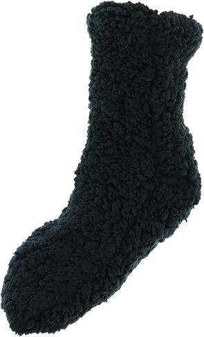 Women's Plush Full Sherpa Slipper Socks, One Size (Black) in Saudi Arabia