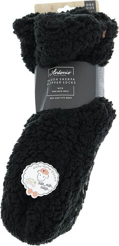 Women's Plush Full Sherpa Slipper Socks, One Size (Black) in Saudi Arabia