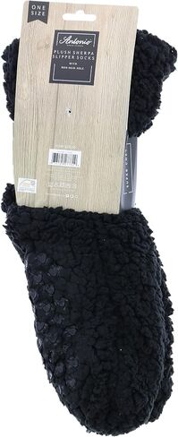 Women's Plush Full Sherpa Slipper Socks, One Size (Black) in Saudi Arabia