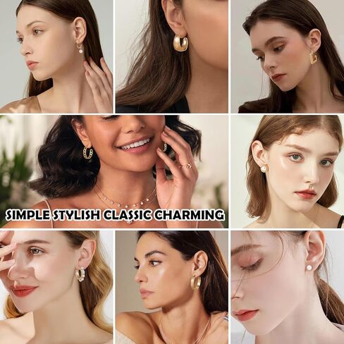 مجموعة 55 زوجًا من الأقراط الذهبية للنساء من GliSun خفيفة الوزن ومكتنزة ومضادة للحساسية وأقراط لؤلؤية ملتوية متعددة العبوات مجموعة من الأقراط الذهبية لحفلات أعياد الميلاد in Kuwait