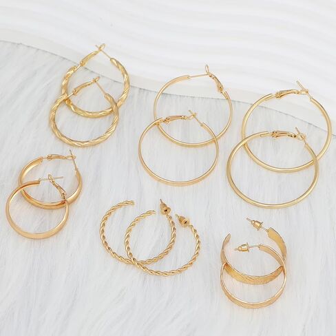 مجموعة 55 زوجًا من الأقراط الذهبية للنساء من GliSun خفيفة الوزن ومكتنزة ومضادة للحساسية وأقراط لؤلؤية ملتوية متعددة العبوات مجموعة من الأقراط الذهبية لحفلات أعياد الميلاد in Kuwait