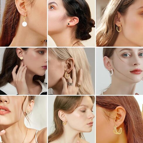 مجموعة 55 زوجًا من الأقراط الذهبية للنساء من GliSun خفيفة الوزن ومكتنزة ومضادة للحساسية وأقراط لؤلؤية ملتوية متعددة العبوات مجموعة من الأقراط الذهبية لحفلات أعياد الميلاد in Kuwait