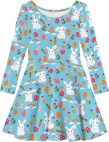OZELANSAY Long Sleeve Swing Skater Dress for Girls Casual Cute Fall Dress Print Funny Outfits Party in Saudi Arabia