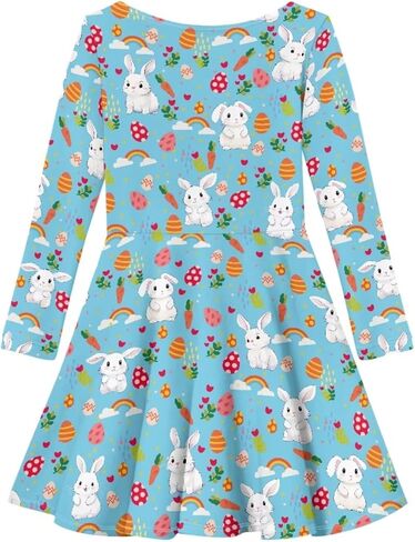OZELANSAY Long Sleeve Swing Skater Dress for Girls Casual Cute Fall Dress Print Funny Outfits Party in Saudi Arabia