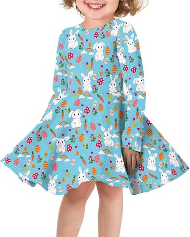 OZELANSAY Long Sleeve Swing Skater Dress for Girls Casual Cute Fall Dress Print Funny Outfits Party in Saudi Arabia