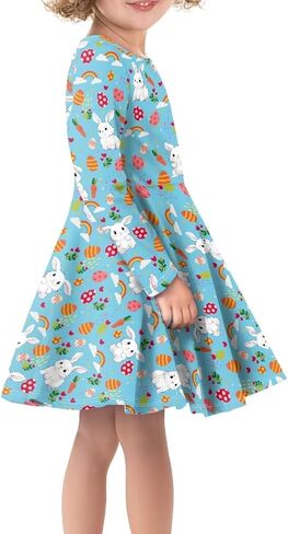 OZELANSAY Long Sleeve Swing Skater Dress for Girls Casual Cute Fall Dress Print Funny Outfits Party in Saudi Arabia
