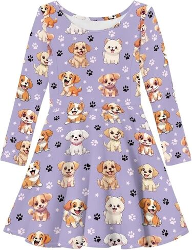 OZELANSAY Long Sleeve Swing Skater Dress for Girls Casual Cute Fall Dress Print Funny Outfits Party in Saudi Arabia