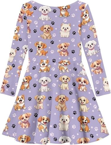 OZELANSAY Long Sleeve Swing Skater Dress for Girls Casual Cute Fall Dress Print Funny Outfits Party in Saudi Arabia