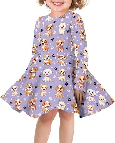 OZELANSAY Long Sleeve Swing Skater Dress for Girls Casual Cute Fall Dress Print Funny Outfits Party in Saudi Arabia