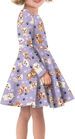OZELANSAY Long Sleeve Swing Skater Dress for Girls Casual Cute Fall Dress Print Funny Outfits Party in Saudi Arabia