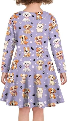 OZELANSAY Long Sleeve Swing Skater Dress for Girls Casual Cute Fall Dress Print Funny Outfits Party in Saudi Arabia