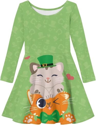 OZELANSAY Long Sleeve Swing Skater Dress for Girls Casual Cute Fall Dress Print Funny Outfits Party in Saudi Arabia