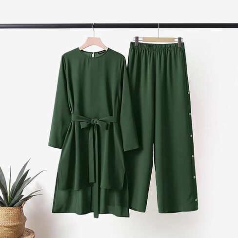 IBAKOM Muslim Clothes for Women Modest Abaya Button Down Robe Afghan Loose Pant Dubai Attire Islamic Plus Size Boho Caftan in Saudi Arabia