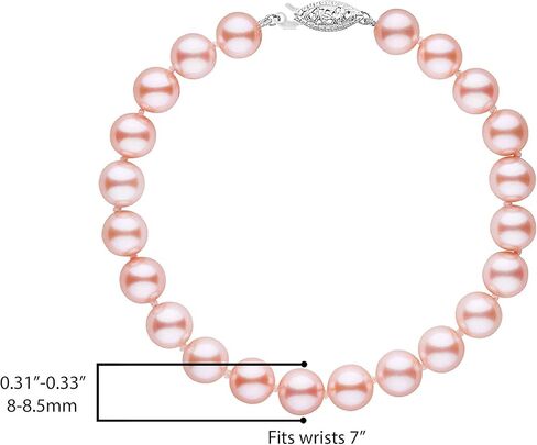 .925 Sterling Silver AAAA Pink Freshwater Cultured Pearl Silk-Knotted Strand Bracelet with Fishhook Clasp - Choice of Pearl Size & Bracelet Length in Saudi Arabia