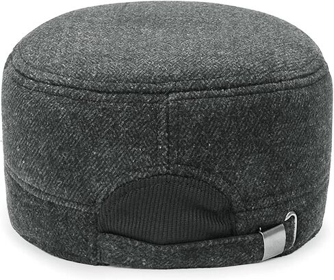 Mens Winter Flat Cap Woolen Cloth Warm Casual Elegant Adjustable Baseball Cap with Ear Flaps for Middle-Aged and Elderly in Saudi Arabia